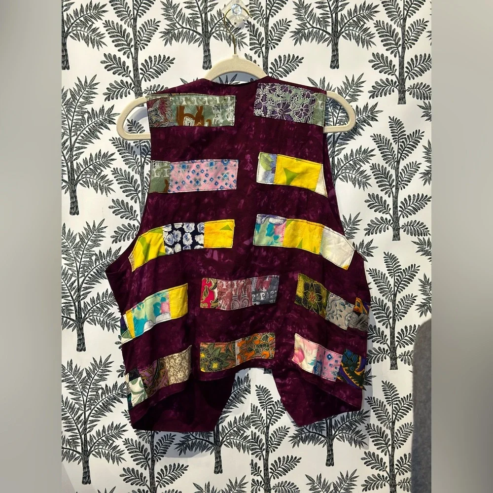 Native wear designs purple colorful rayon vest with pockets size medium - Picture 2 of 6